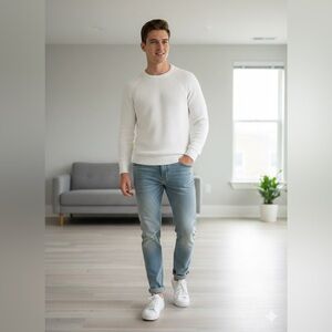 ZARA Men's white fine cotton Sweater size small